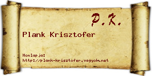 Plank Krisztofer névjegykártya